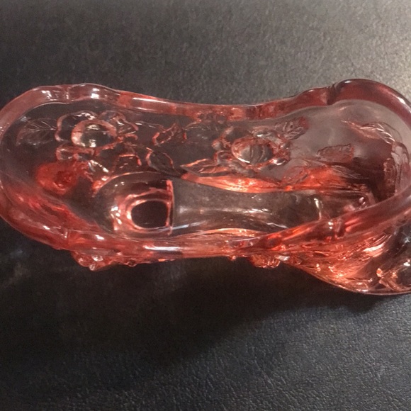 Fenton Cranberry Rose Glass Slipper Shoe - Picture 3 of 6